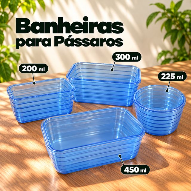 Banheiras para pássaros 200, 225, 300 e 450 ml